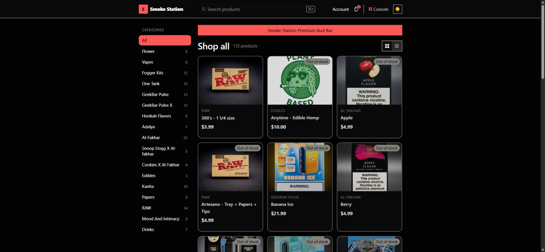 PHYSALIA branded storefront demonstration for a connected online retail catalog