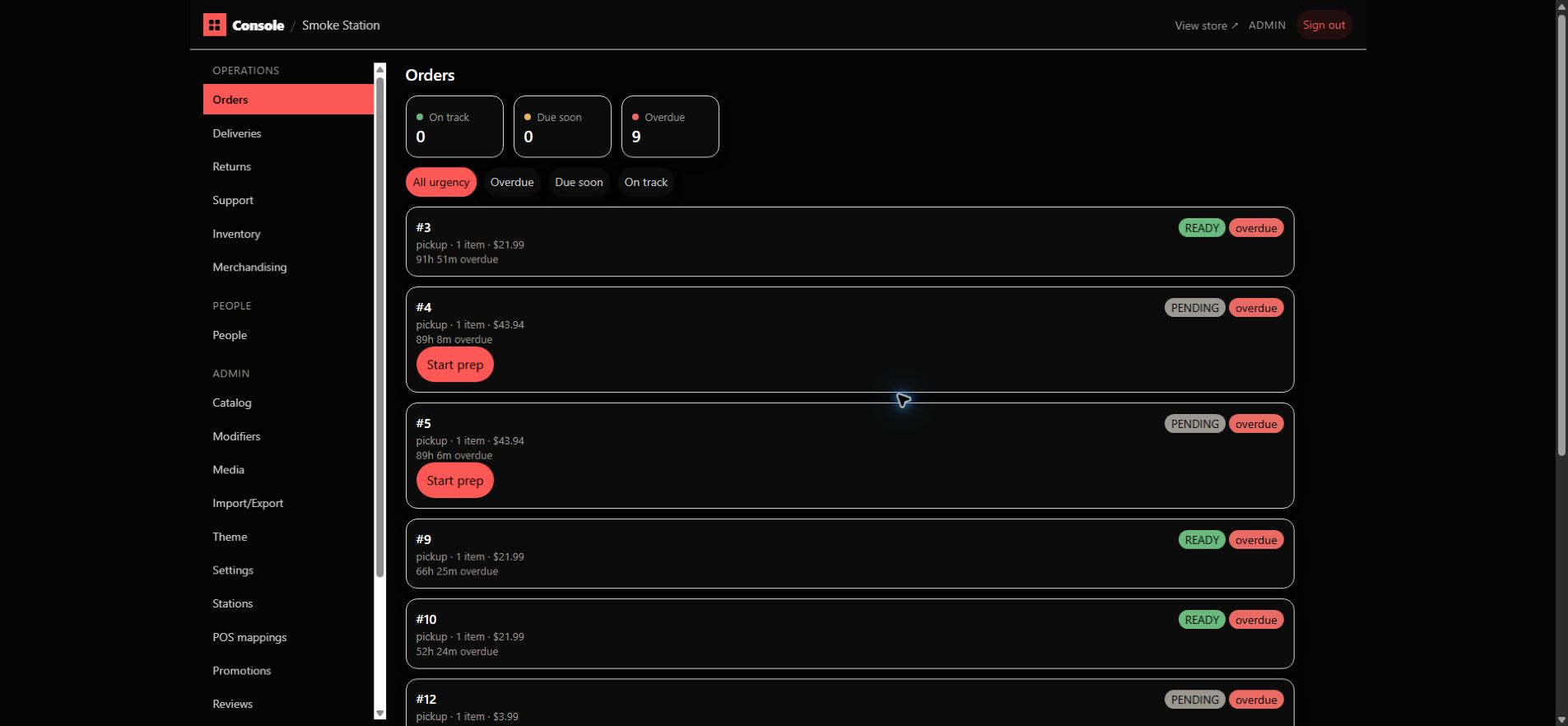 PHYSALIA online order workspace